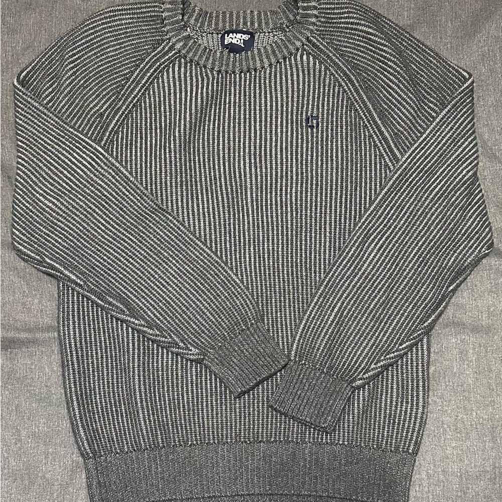 Chase Bank Ribbed Gray Sweater